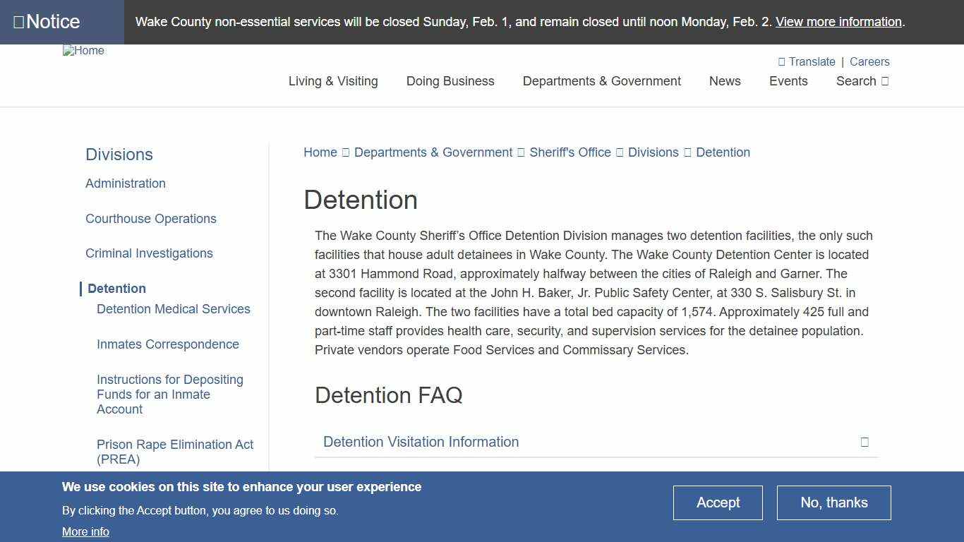 Detention Wake County Government